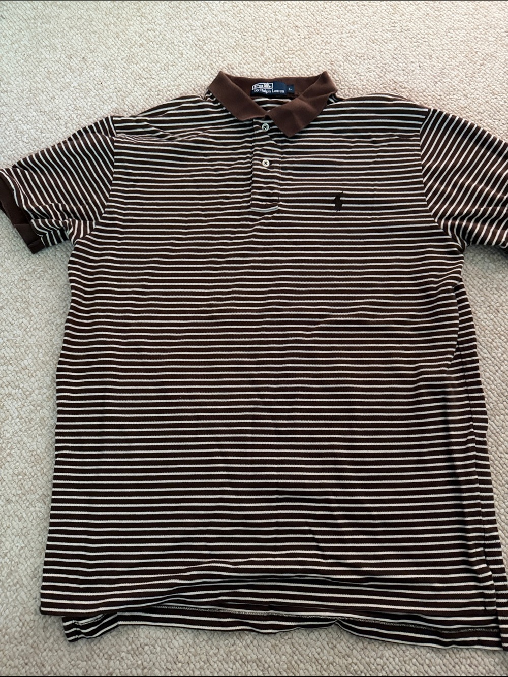 Polo by Ralph Lauren Brown and White Striped Polo